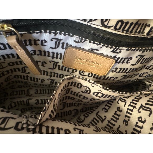 Juicy Couture Canvas & Faux Leather Satchel With Monogram Print & Heart Logo Des - Picture 4 of 8